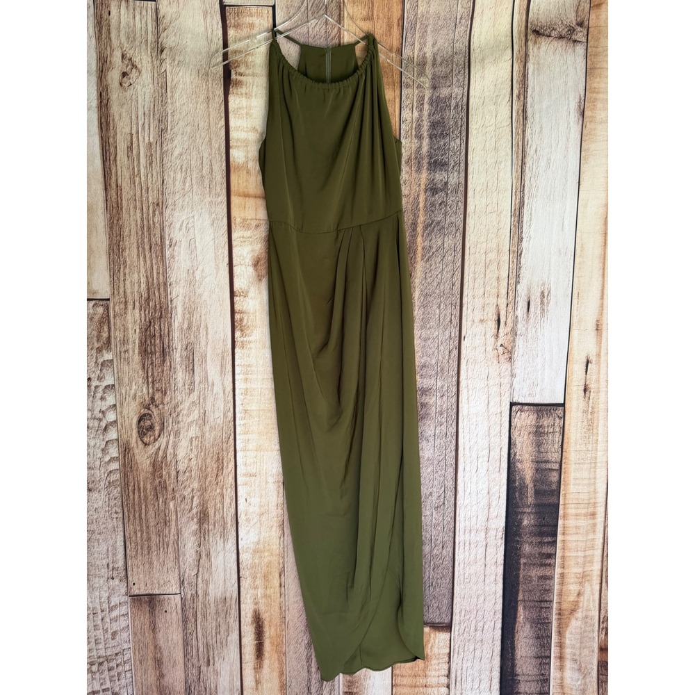 Shona Joy Core Ruched Maxi Dress Khaki Green Sleeveless Modern US Size 4 NWT